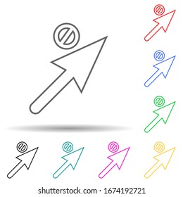 cursor under prohibition multi color style icon. Simple thin line, outline vector of web icons for ui and ux, website or mobile application