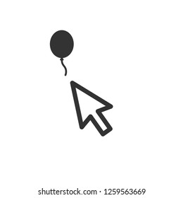 Cursor vector icon, click with balloon symbol, new year sign of pointer