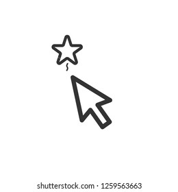 Cursor vector icon, click with star symbol, new year sign of pointer
