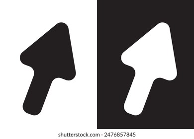 Cursor vector icon.  Mouse cursor vector icon on a white and black background. 