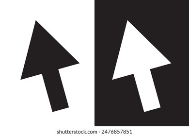Cursor vector icon.  Mouse cursor vector icon on a white and black background. 