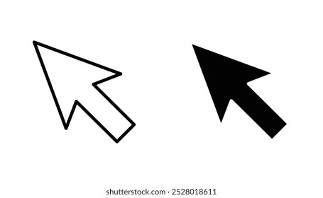 Cursor vector icon set in black and white color.