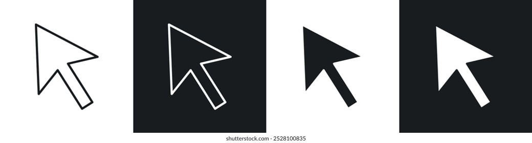 Cursor vector icon set in black and white