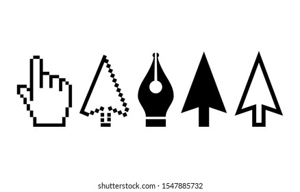 Cursor vector icon set isolated on white background