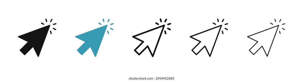 Cursor vector icon set. mouse click arrow line icon. computer pointer icon for Ui designs.