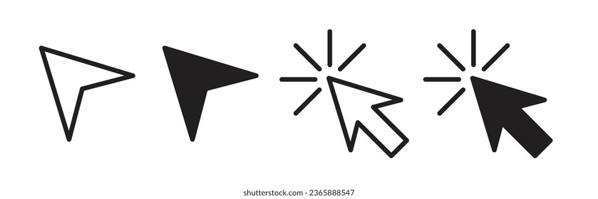 Cursor vector icon set on white background