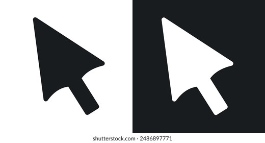 Cursor vector icon set in solid black and white color