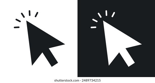 Cursor vector icon set in solid black and white color