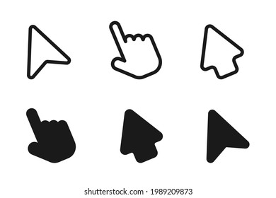 Cursor vector icons. Arrows icons, isolated. Computer Mouse click. Cursor arrow black. Vector illustration