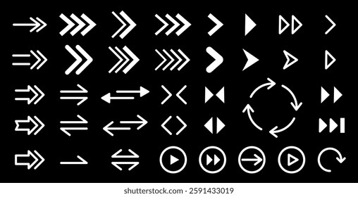 Cursors, arrows, pointers, large set. Cursor icons. Arrow vector collection. Modern and simple arrows. Big set of various arrows, pointers, directions, cursors, guides, navigation symbols. Vector