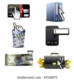 cursors and business vector icons set