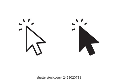 Cursors icons click set. Cursors icon click, Clicking cursor, pointing hand click icon vector illustration