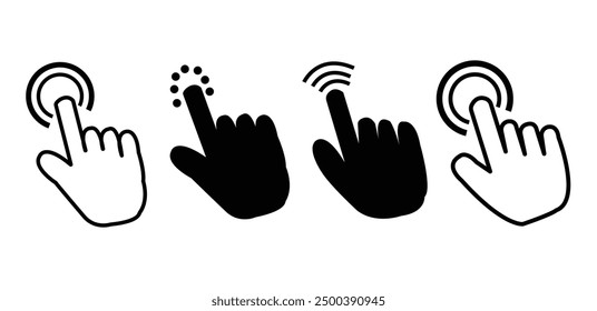Cursors icons click set. Cursors icon click, Clicking cursor, pointing hand click icon vector illustration