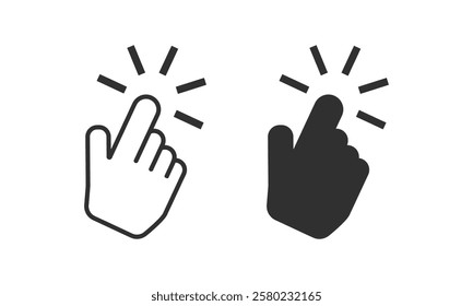 Cursors icons click set. Cursors icon click, Clicking cursor, pointing hand click icon vector illustration.