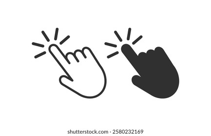 Cursors icons click set. Cursors icon click, Clicking cursor, pointing hand click icon vector illustration.