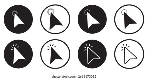 Cursors icons click set. Cursors icon click, Clicking cursor, pointing hand click icon vector illustration
