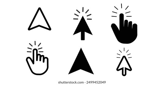 cursors icons click set Vector.