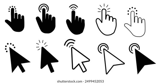 cursors icons click set Vector.
