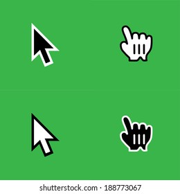 Cursors icons: mouse hand arrow hourglass. Vector Illustration