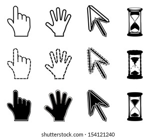 Cursors icons on white background