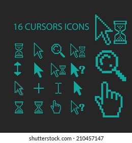 cursors icons, signs, symbols, objects, illustrations set. vector
