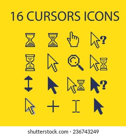 cursors, interface icons, signs set, vector