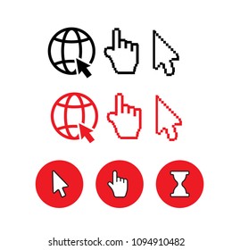 Cursors with long shadows. Smooth and pixel cursors. Mouse compu