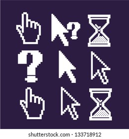 cursors: pointer, arrow, hand icons set, vector