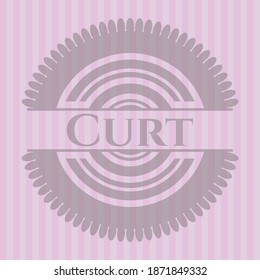 Corta emblema rosado realista. Diseño conceptual. 