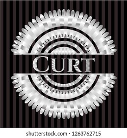 Curt silvery badge or emblem