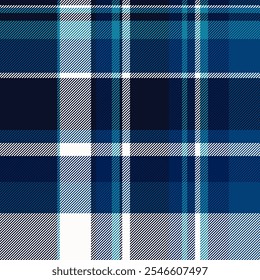 Curtain background seamless tartan, decorative textile pattern check. Long vector texture plaid fabric in cyan and dark colors palette.