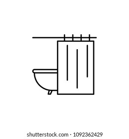 curtain in the bathroom icon. Element of simple web icon with name for mobile concept and web apps. Thin line curtain in the bathroom icon can be used for web and mobile on white background