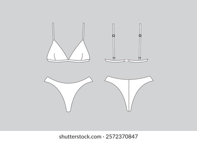 Curtain Bikini technical fashion illustration Beachwear vector Curtain Bikini vector