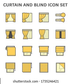 Ciego de cortinas y decoración interior material de diseño de conjunto de iconos vectoriales.