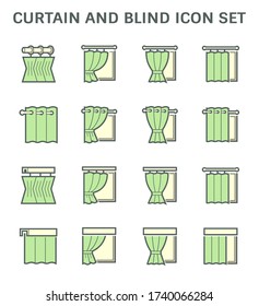 Curtain and blind interior decoration vector icon set design.