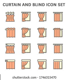 Diseño de conjunto de iconos vectoriales de decoración de cortinas y ciegas.