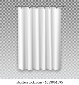 Curtain blinds, white drapes or window shades, vector realistic isolated 3D on transparent background. Curtain blinds or tulle drape with folds, room or office window interior drapery design template