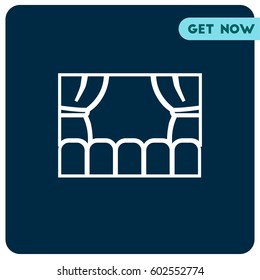 Curtain Call at the Theater Vector Icon, The outlined symbol of stage curtains. Simple, modern flat vector illustration for mobile app, website or desktop app  