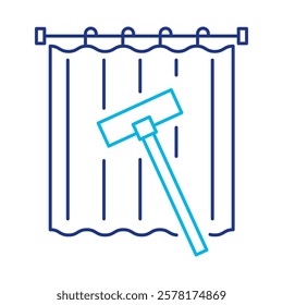 Curtain Cleaning icon – Representing Cleaning Curtains and Drapes, fabric care, home maintenance, hygiene. Vector illustration.