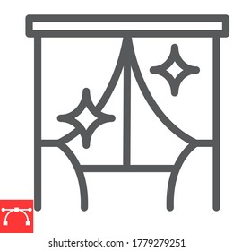 Curtain cleaning line icon, dry cleaning and wash, curtain sign vector graphics, editable stroke linear icon, eps 10