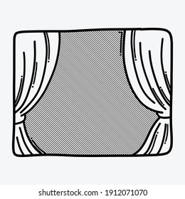 Vorhang doodle Vektorsymbol. Zeichnen Skizze Illustration handgezeichnet Linie.