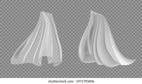 Curtain drapery set for the window is white. Vector graphics. Transparent shadow. 3d realistic vector illustration isolated on transparent background.