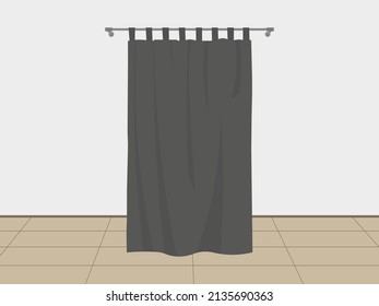 Cortina para la habitación colgada en la pared de la habitación