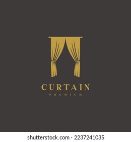 Curtain gold elegant logo design icon vector template 