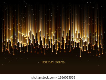 Curtain Of Golden Particles On A Black Background