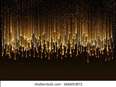 curtain of golden particles on a black background