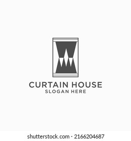 Curtain house logo icon design vector 