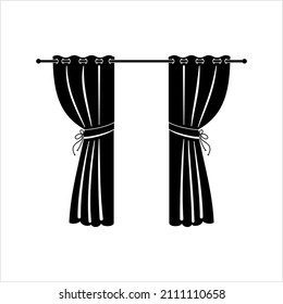Curtain Icon, Cloth Curtain Icon Vector Art Illustration