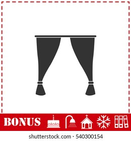 Curtain icon flat. Simple vector symbol and bonus icon