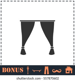 Curtain icon flat. Simple vector symbol and bonus icon